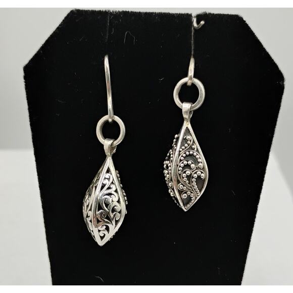Lois Hill Jewelry - Lois Hill Filigree and Scroll Work Drop Earrings in Sterling Silver